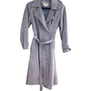 Vintage Bloomingdale's Margaret Godfrey Lavender Suede Belted Trench Coat 4P